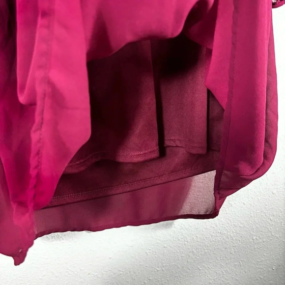 Lulus Shifting Dears Wine Red Long Sleeve Open Shoulder V-neck Dress size S - Picture 8 of 14